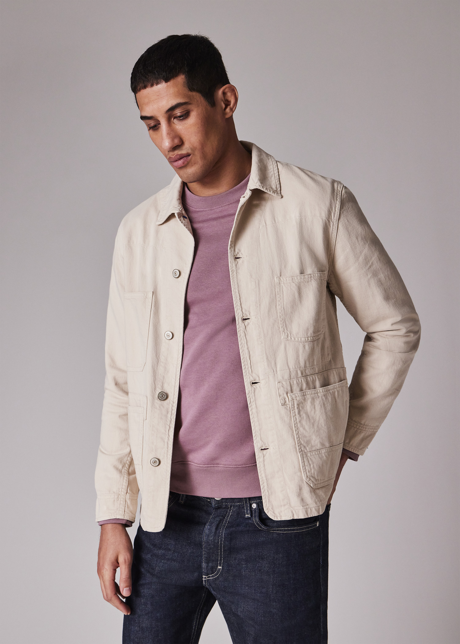 Men's Steel Grey Recycled-Polyester Windbreaker Jacket